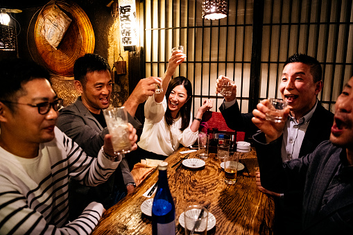 Friends celebrating together in Kansai